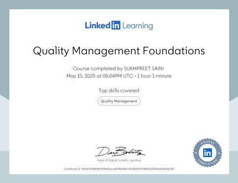 Quality Management Foundations